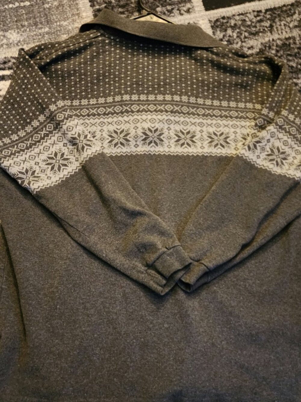 Vintage Giaccomo Larusso Quarter Zip Nordic Snowflake Sweater | Charcoal Gray | - Picture 4 of 7